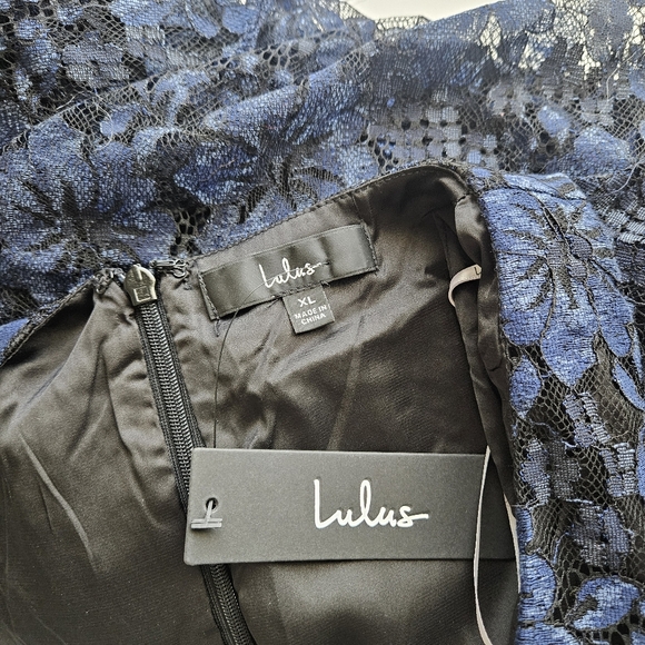 NWT Lulus | Molinetto Navy Blue Lace Ruffled Tiered Sleeveless Maxi Women XL - Picture 11 of 11